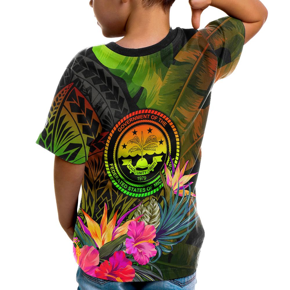Federated States of Micronesia Polynesian T Shirt Hibiscus and Banana Leaves - Polynesian Pride