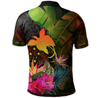 Papua New Guinea Polynesian Custom Polo Hibiscus and Banana Leaves - Polynesian Pride