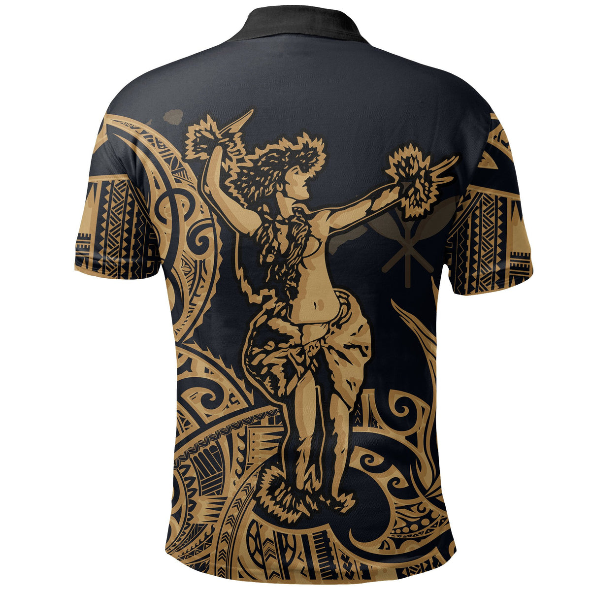 Polynesian Hawaii Polo Shirt Hula Girl Gold - Polynesian Pride