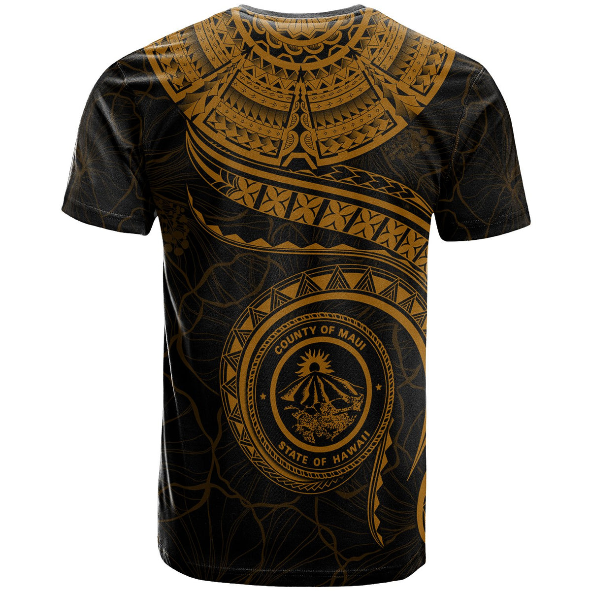 Polynesian Hawaii Custom T Shirt Maui Polynesian Waves (Golden) - Polynesian Pride