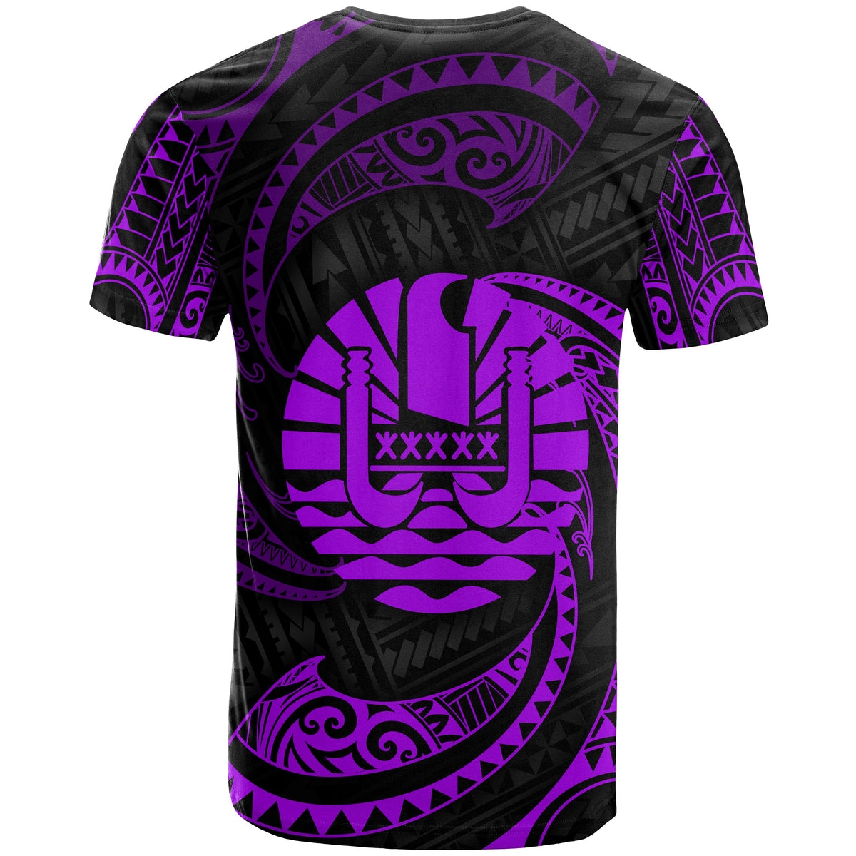 Tahiti Polynesian All Over T Shirt Purple Tribal Wave - Polynesian Pride