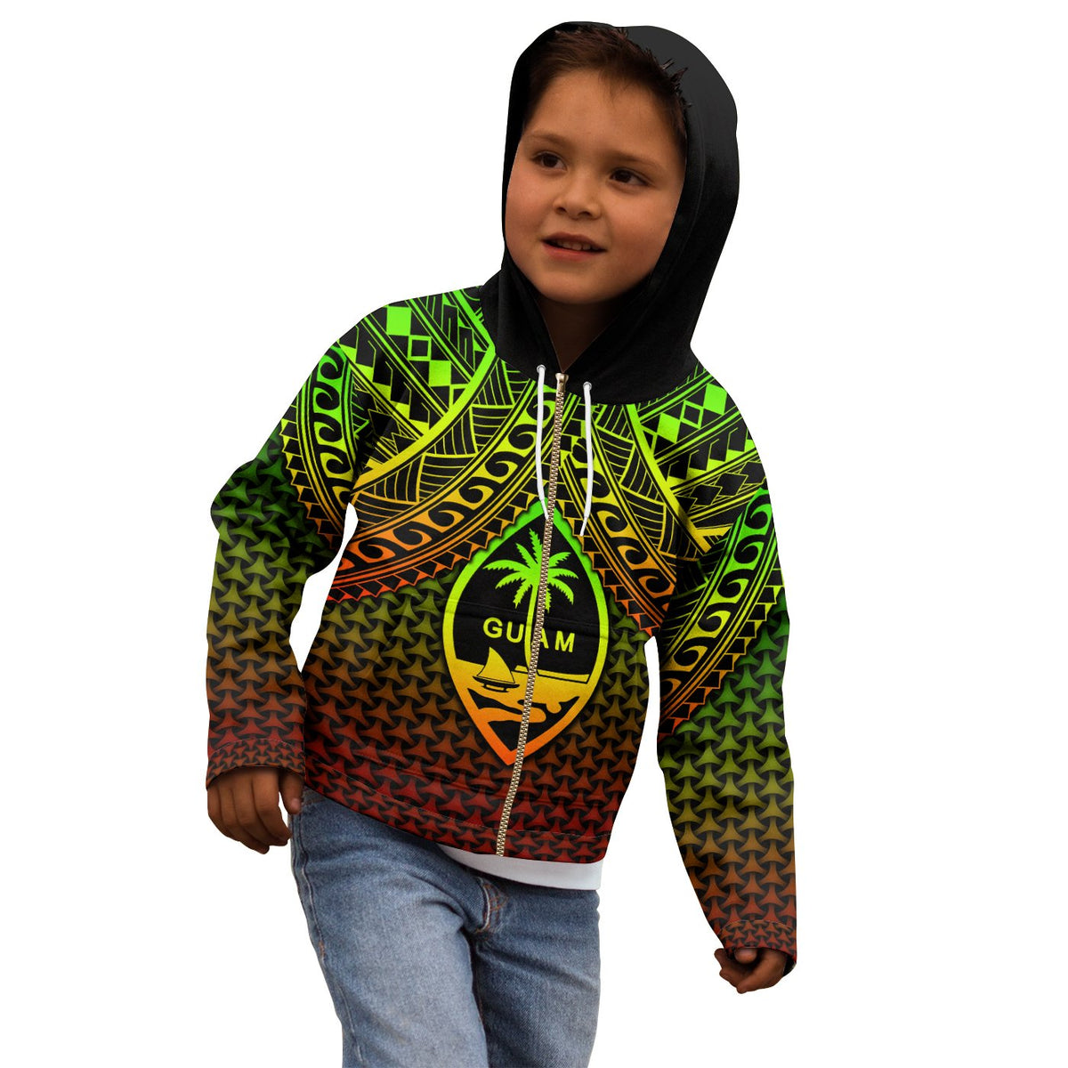 Polynesian Guam Zip up Hoodie Reggae Vintage Polynesian Patterns - Polynesian Pride