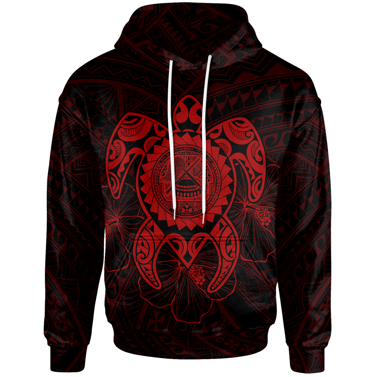 American Samoa Polynesian Hoodie Vintage Polynesian Turtle (Red) Unisex RED - Polynesian Pride