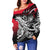 American Samoa Women's Off Shoulder Sweaters - Tribal Jungle Pattern Red Color - Polynesian Pride