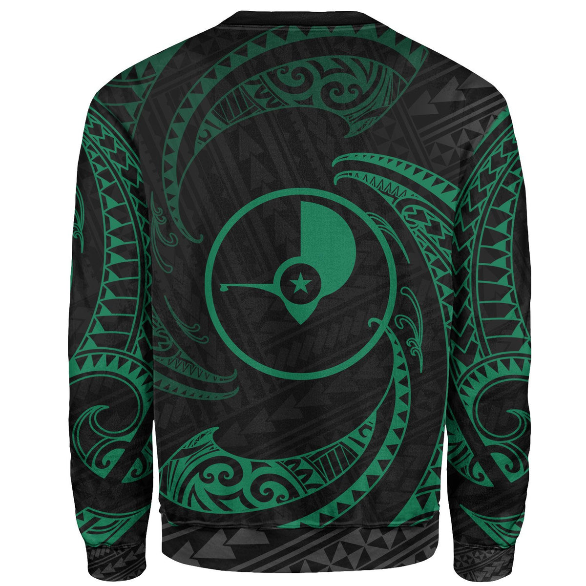 Yap Polynesian Sweater - Green Tribal Wave - Polynesian Pride