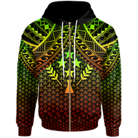 Polynesian Kosrae Zip up Hoodie Reggae Vintage Polynesian Patterns Unisex Reggae - Polynesian Pride