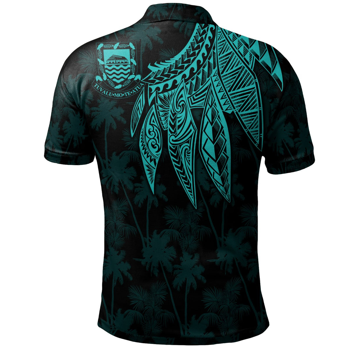 Tuvalu Custom Polo Polynesian Wings (Turquoise) - Polynesian Pride