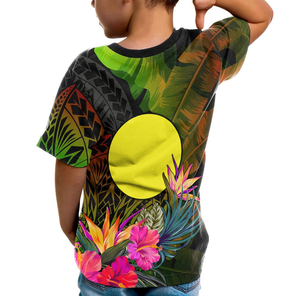 Palau Polynesian Custom T Shirt Hibiscus and Banana Leaves - Polynesian Pride