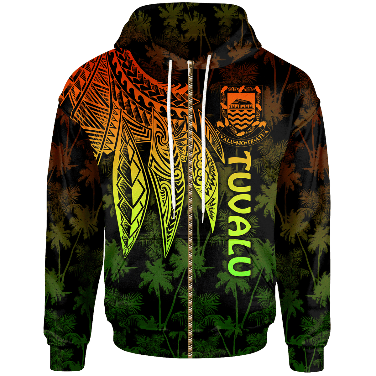 Tuvalu Zip up Hoodie Polynesian Wings (Reggae) Unisex Reggae - Polynesian Pride