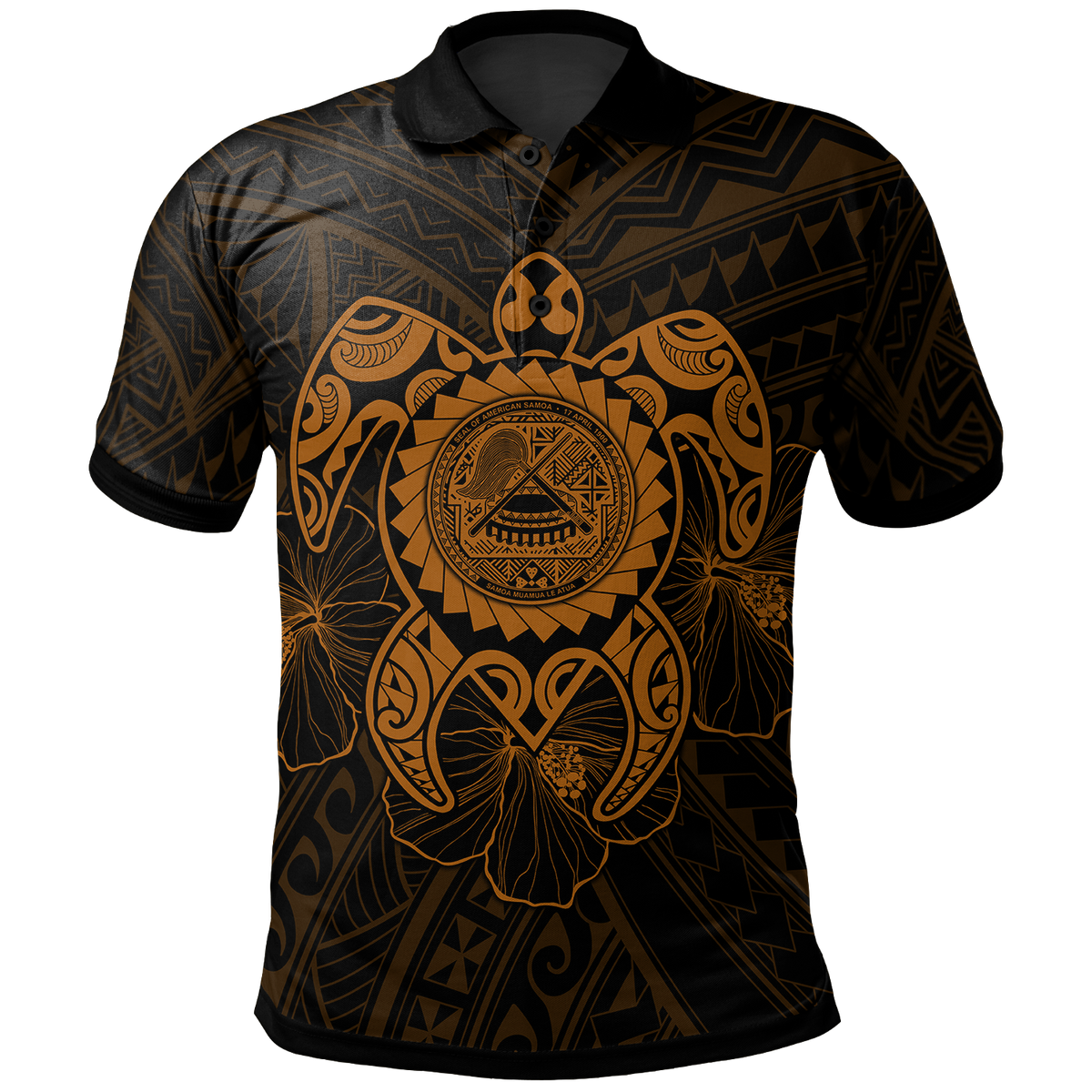 American Samoa Polynesian Polo Shirt Vintage Polynesian Turtle (Golden) Unisex Golden - Polynesian Pride