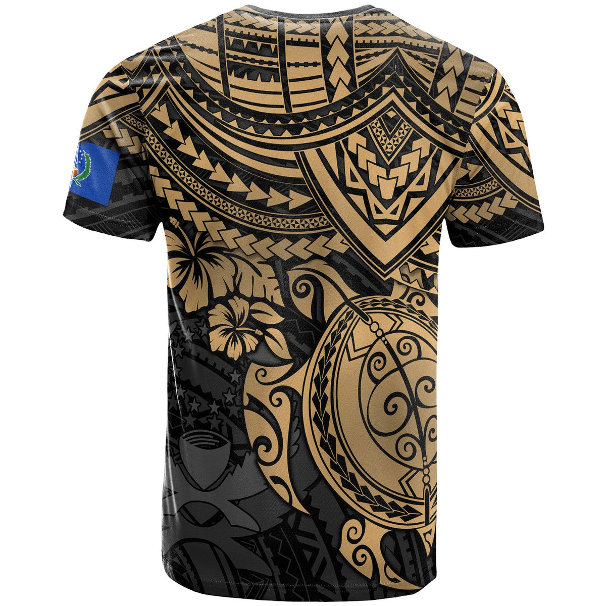 Pohnpei T Shirt Pohnpei FLag Golden Turtle Hibiscus - Polynesian Pride