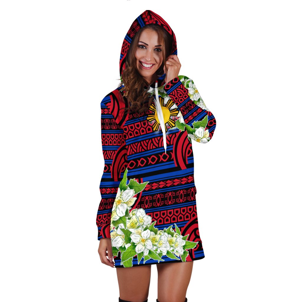 Philippines Polynesian Hoodie Dress - Jasmine Flower Style - Polynesian Pride