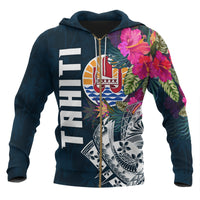 Tahiti Zip up Hoodie Tahiti Summer Vibes Unisex Blue - Polynesian Pride