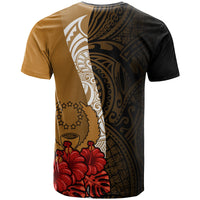 Chuuk Micronesia T Shirt Coat of Arms With Hibiscus Gold - Polynesian Pride