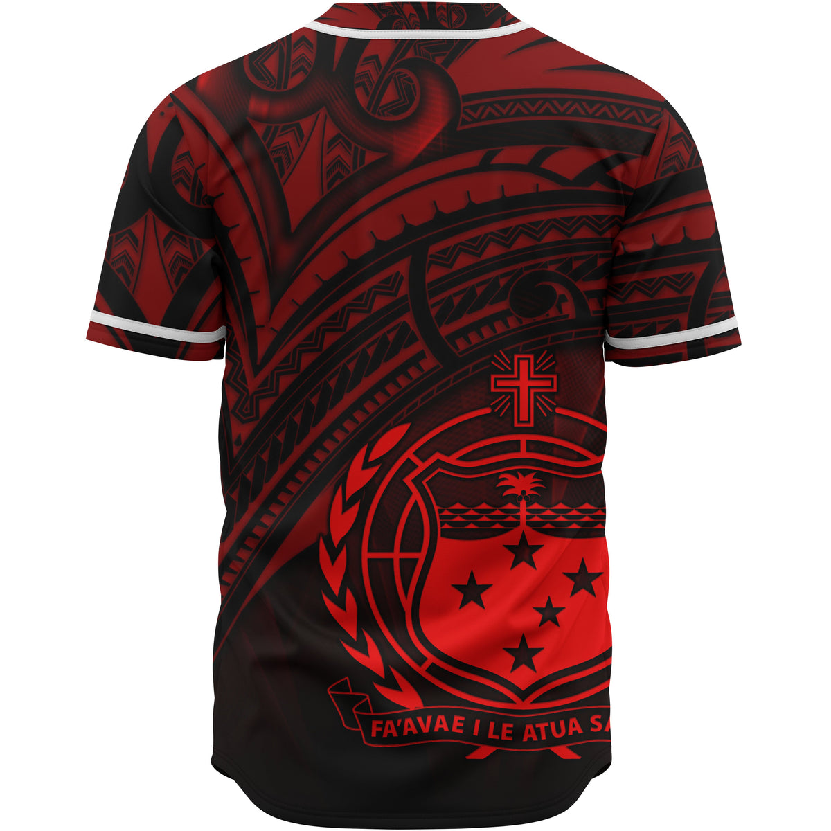 Samoa Baseball Shirt - Red Color Cross Style - Polynesian Pride