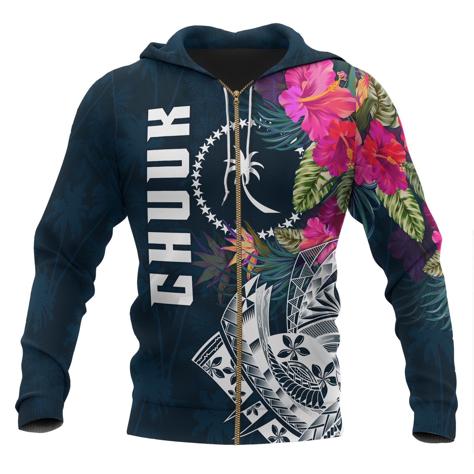 Chuuk Zip up Hoodie Chuuk Summer Vibes Unisex Blue - Polynesian Pride