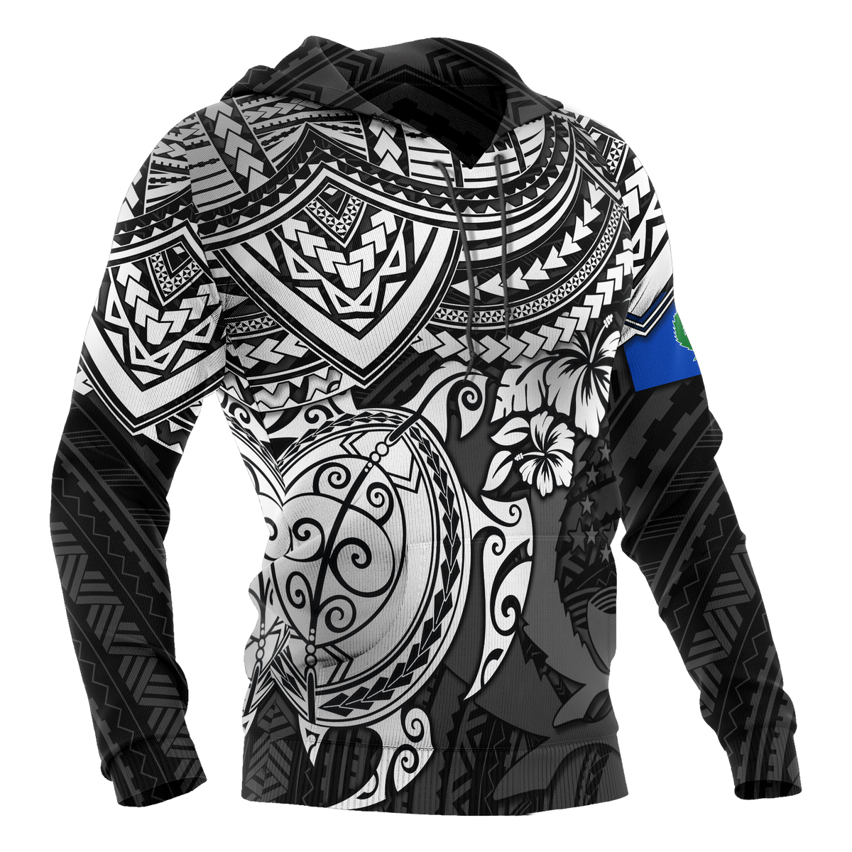 Pohnpei Hoodie Polynesian White Turtle - Polynesian Pride