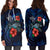 Kosrae Polynesian Hoodie Dress - Blue Turtle Hibiscus - Polynesian Pride