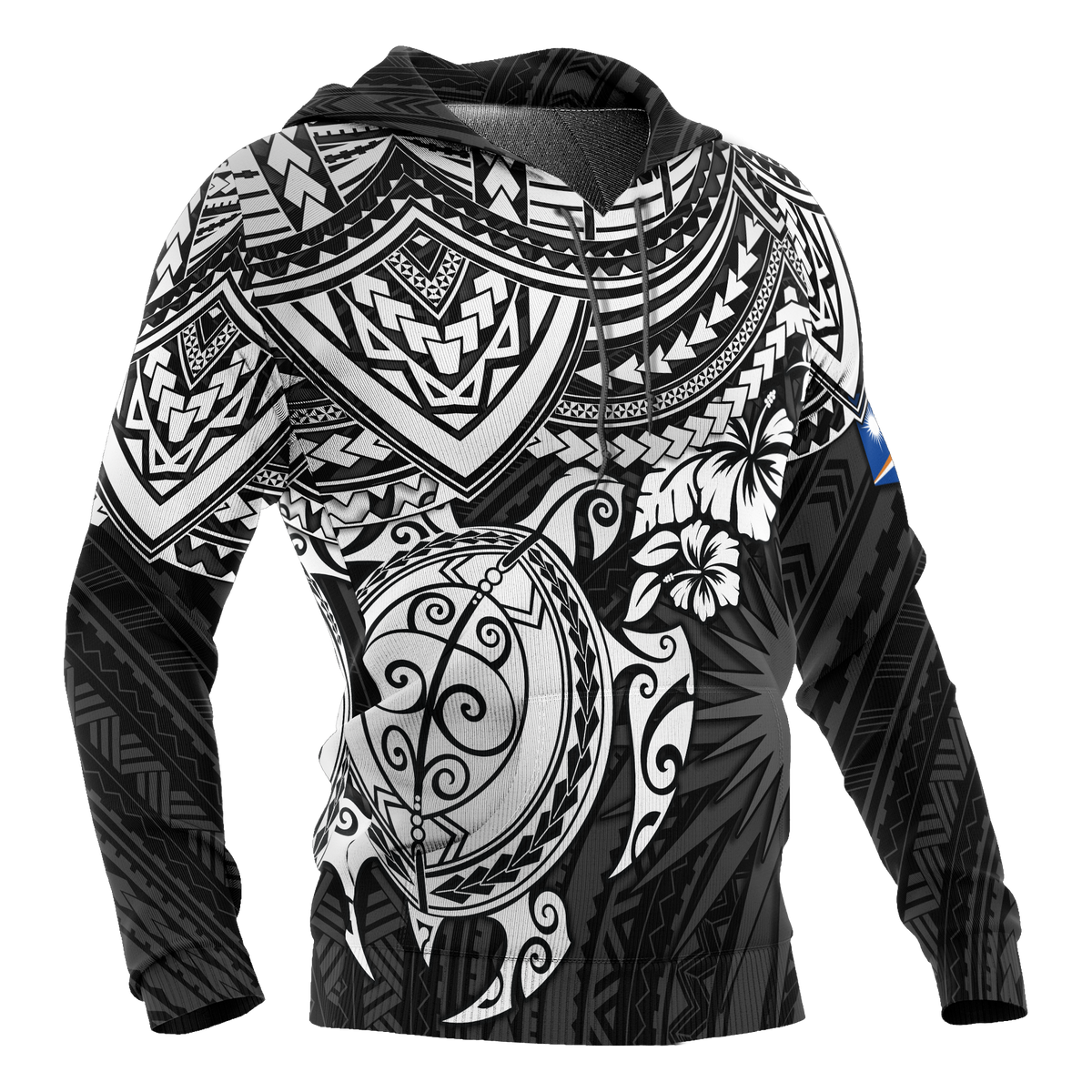 Marshall Islands Polynesian Hoodie White Turtle - Polynesian Pride