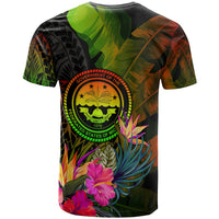 Federated States of Micronesia Polynesian Custom T Shirt Hibiscus and Banana Leaves - Polynesian Pride