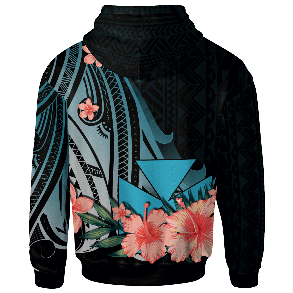 Wallis and Futuna Custom Zip Hoodie Turquoise Polynesian Hibiscus Pattern Style - Polynesian Pride