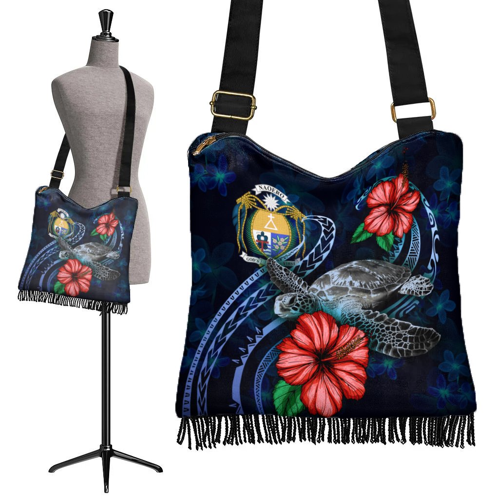 Nauru Polynesian Boho Handbag - Blue Turtle Hibiscus - Polynesian Pride