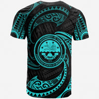 Federated States of Micronesia T Shirt Neon Blue Tribal Wave - Polynesian Pride