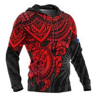 Marshall Islands Polynesian Hoodie Red Turtle - Polynesian Pride