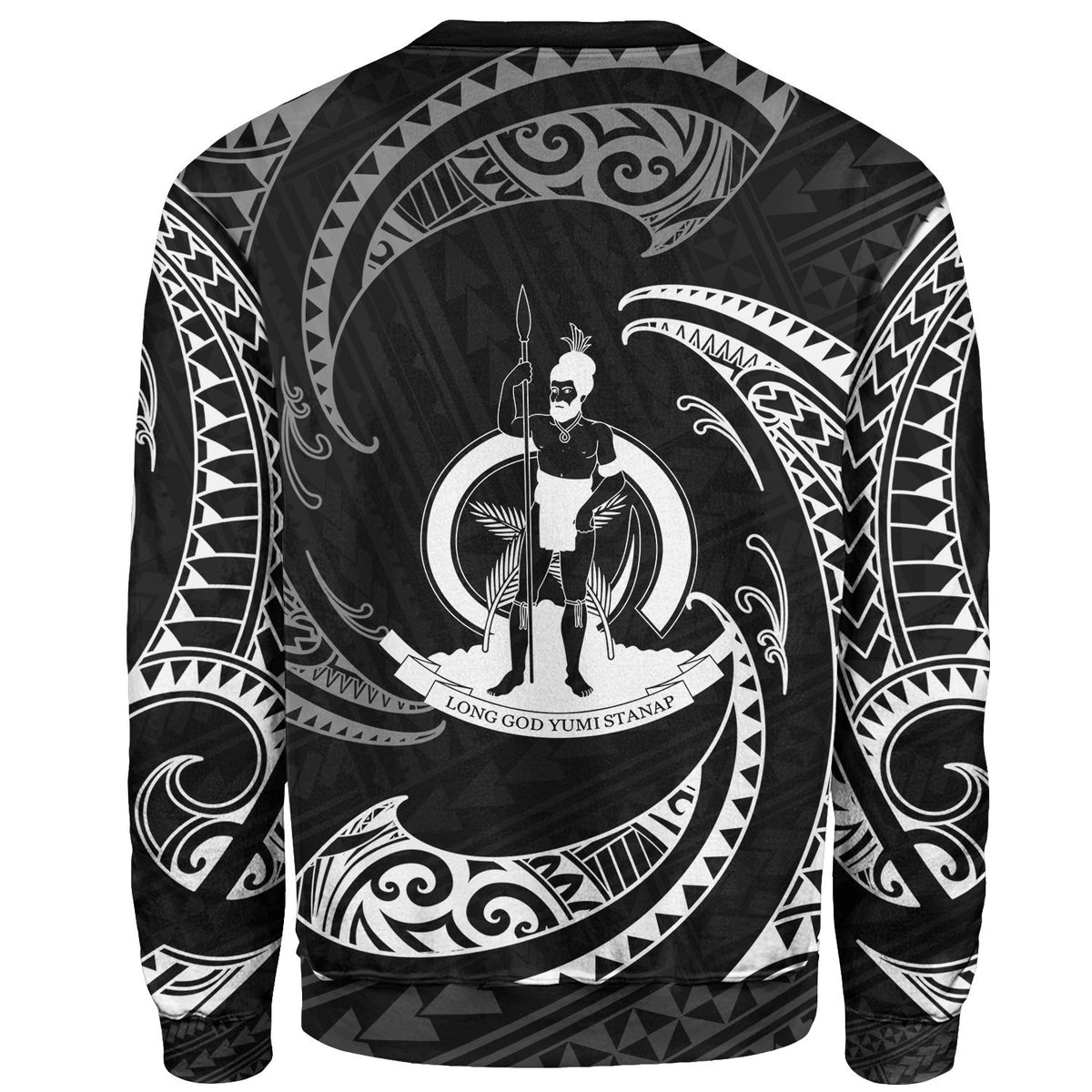 Vanuatu Polynesian Sweater - White Tribal Wave - Polynesian Pride