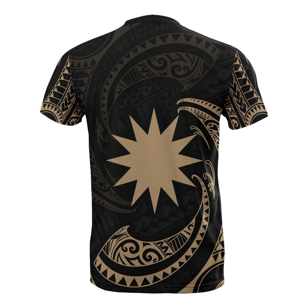 Nauru Polynesian Custom T Shirt Gold Tribal Wave - Polynesian Pride