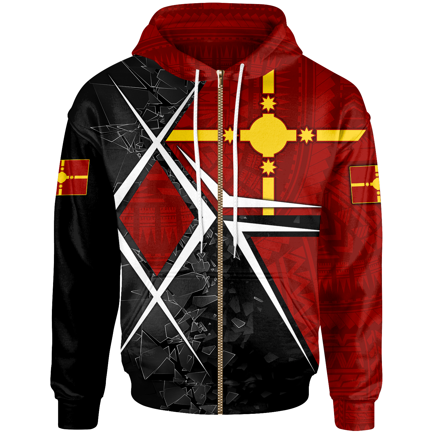 Rotuma Polynesian Zip up Hoodie Rotuman Flag Unisex Red - Polynesian Pride