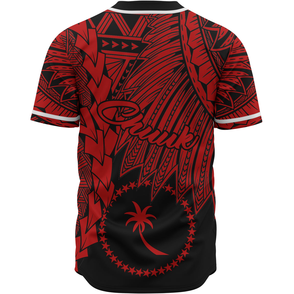 Chuuk Polynesian Custom Personalised Baseball Shirt - Tribal Wave Tattoo Red - Polynesian Pride