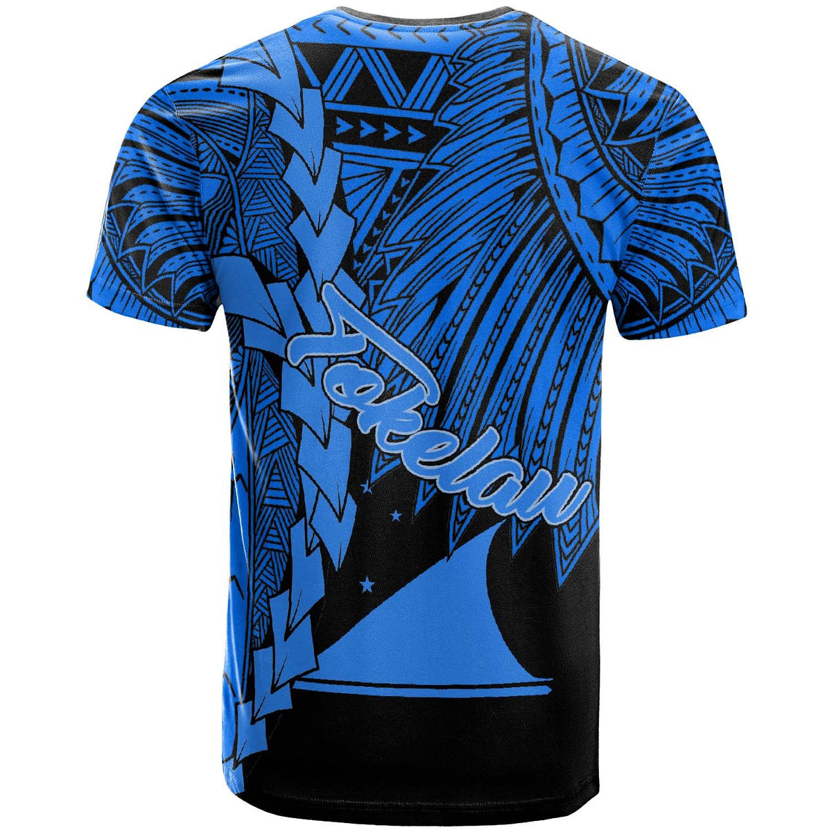 Tokelau Polynesian Custom T Shirt Tribal Wave Tattoo Blue - Polynesian Pride