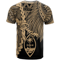 Guam Polynesian Custom T Shirt Tribal Wave Tattoo Gold - Polynesian Pride
