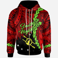 Papua New Guinea Southern Highlands Province Polynesian Zip Hoodie Tribal Wave Tattoo Unisex Red - Polynesian Pride