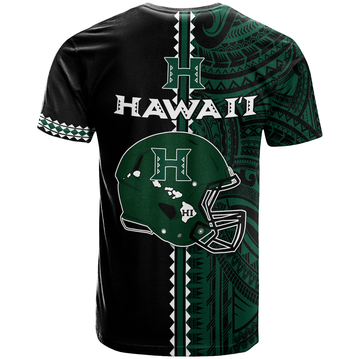 Hawaii Kakau Warrior Football T Shirt LT12 - Polynesian Pride