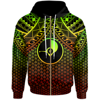 Polynesian Yap Zip up Hoodie Reggae Vintage Polynesian Patterns Unisex Reggae - Polynesian Pride