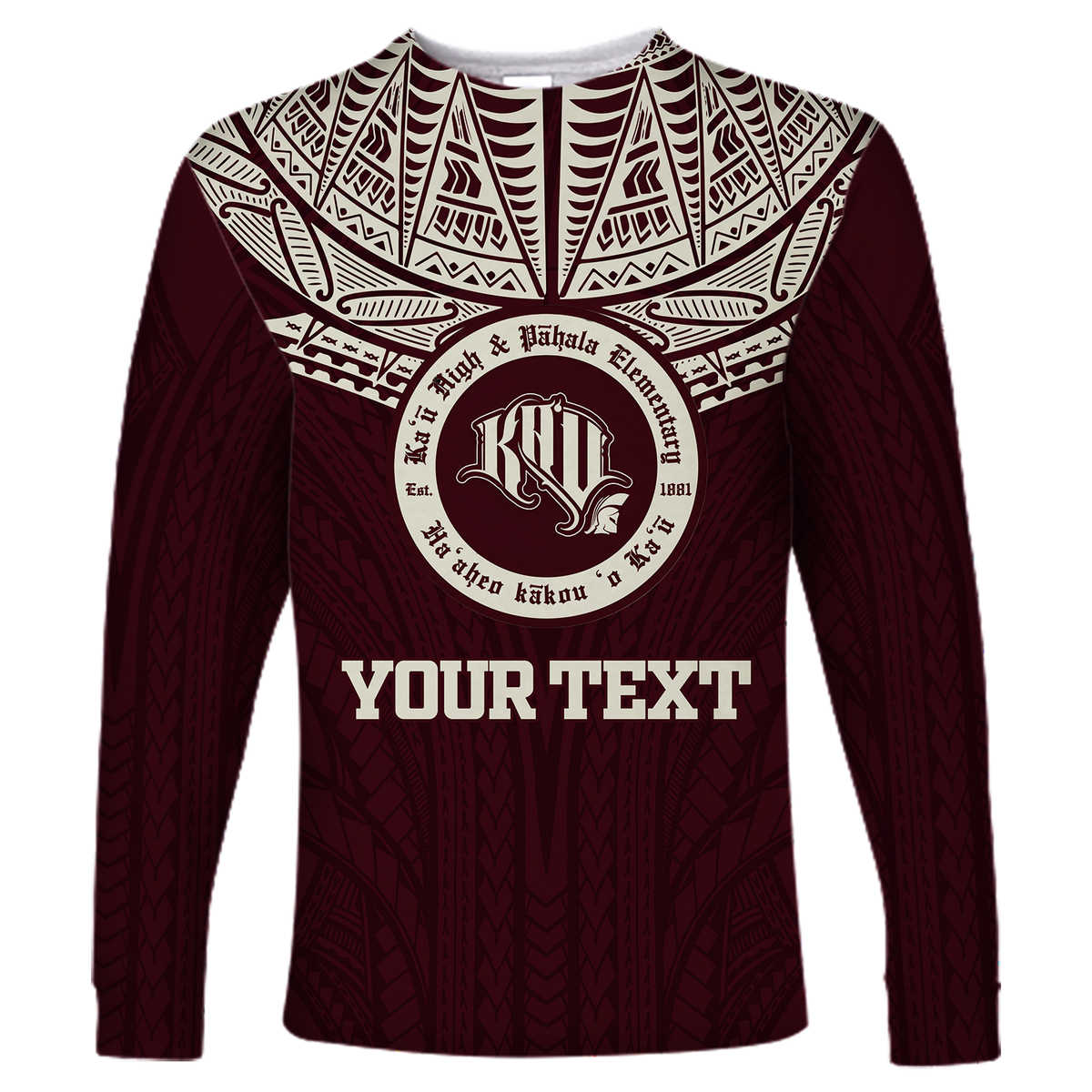 (Custom Personalised) Hawaii Kau High & Pahala Elementary School Pride Long Sleeve Shirt - LT12 Unisex Red - Polynesian Pride