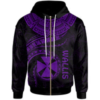 Wallis and Futuna Polynesian Zip up Hoodie Wallis and Futuna Waves (Purple) Unisex Purple - Polynesian Pride