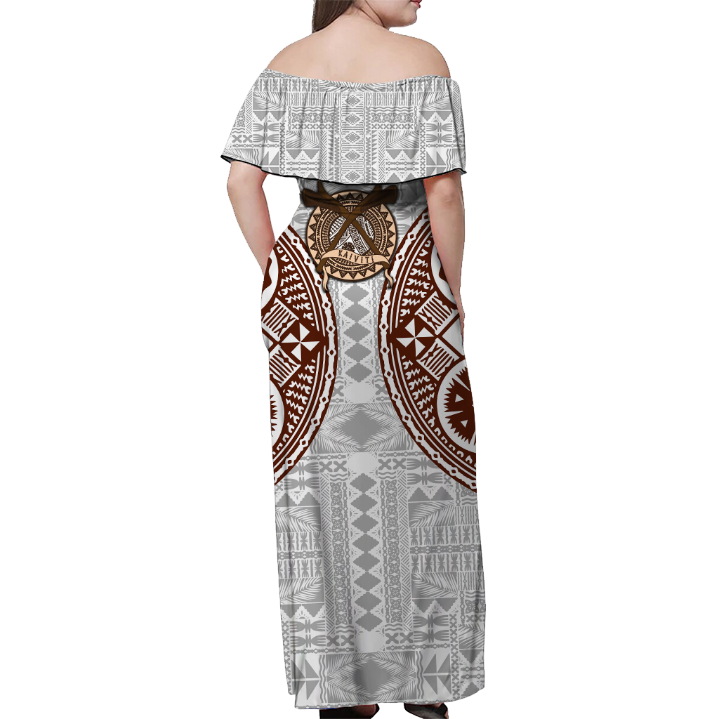 Fiji Kaiviti Tapa Pattern Women Off Shoulder Dress - LT12 - Polynesian Pride