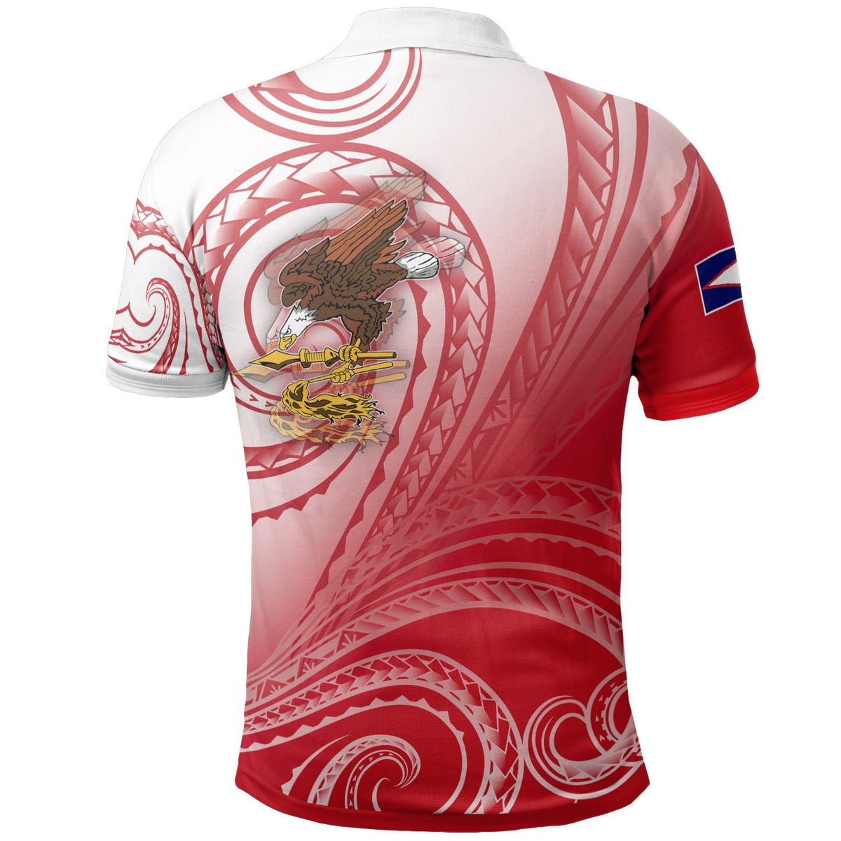 American Samoa Polynesian Polo Shirt Bald Eagle (Red) - Polynesian Pride