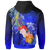 American Samoa Polynesian Custom Hoodie Humpback Whale with Tropical Flowers - Polynesian Pride