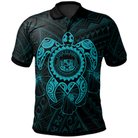 Hawaii Polynesian Polo Shirt Vintage Polynesian Turtle (Turquoise) Unisex Turquoise - Polynesian Pride