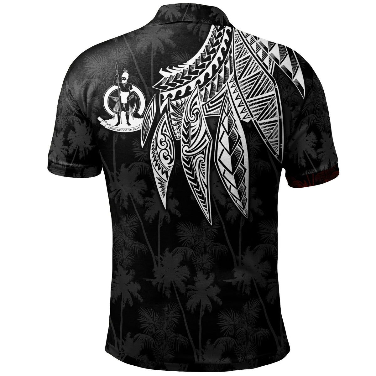 Vanuatu Custom Polo Polynesian Wings (White) - Polynesian Pride