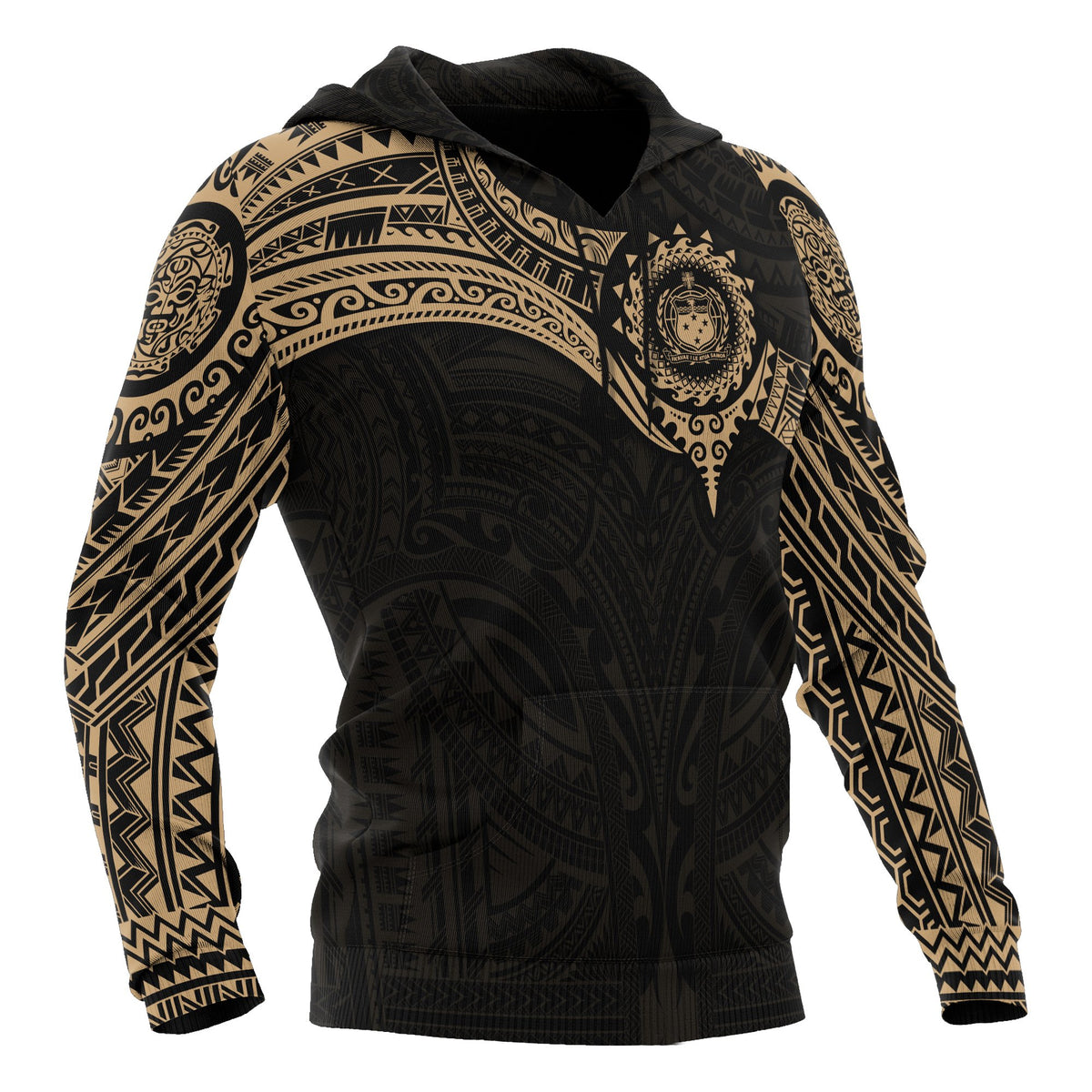 Samoa Polynesian Hoodie Gold Heart Shield - Polynesian Pride