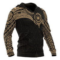 Samoa Polynesian Hoodie Gold Heart Shield - Polynesian Pride