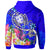 Fiji Zip up Hoodie Turtle Plumeria (Blue) - Polynesian Pride