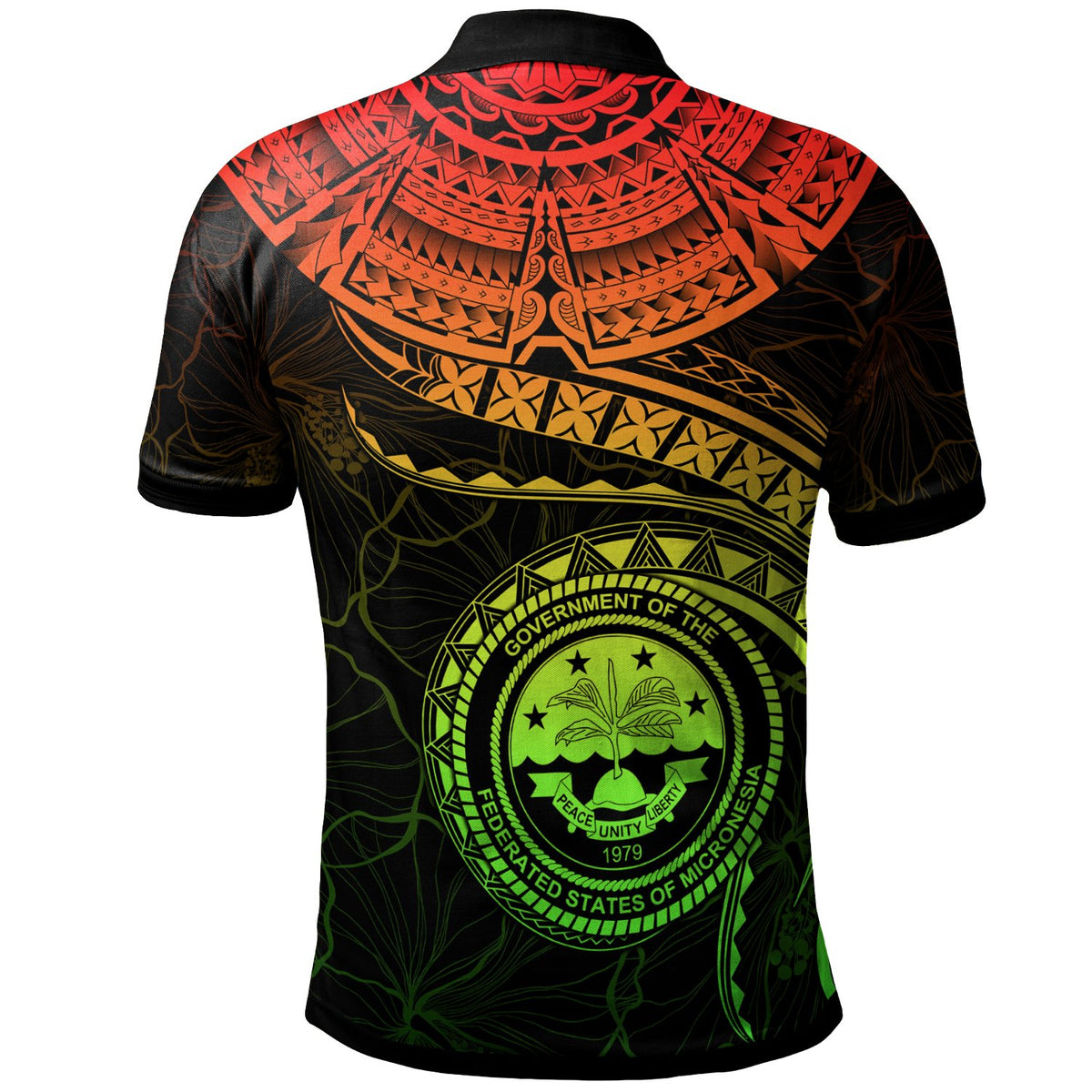 Federated States of Micronesia Polynesian Custom Polo Shirt FSM Waves (Reggae) - Polynesian Pride