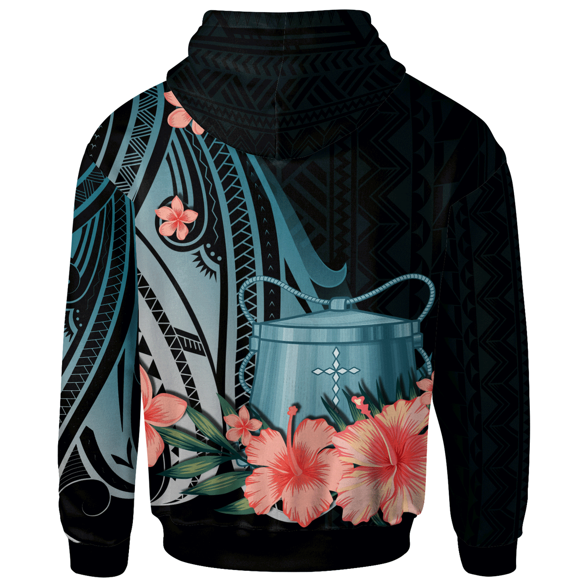 Tokelau Hoodie Turquoise Polynesian Hibiscus Pattern Style - Polynesian Pride