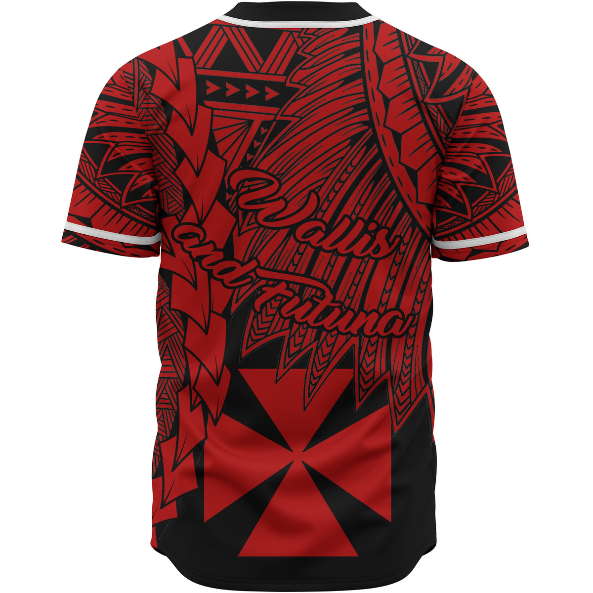 Wallis and Futuna Polynesian Custom Personalised Baseball Shirt - Tribal Wave Tattoo Red - Polynesian Pride